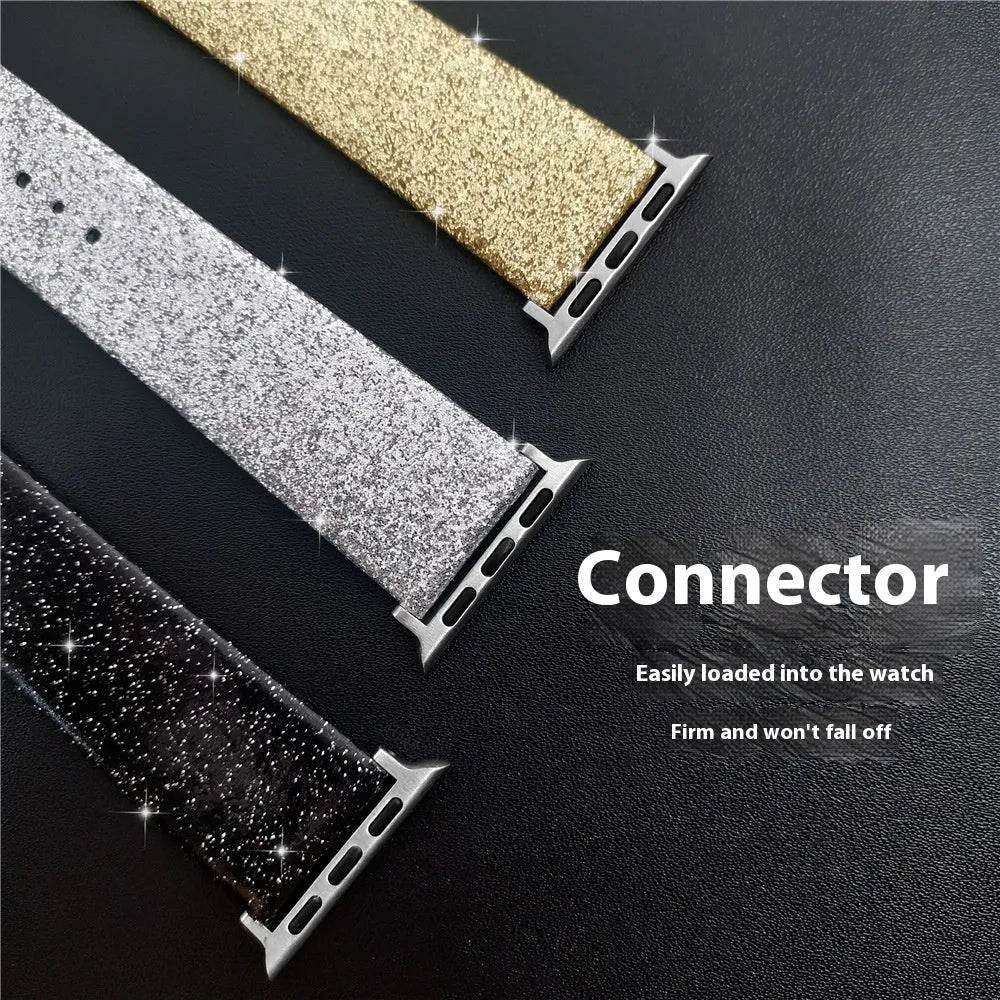 Leather Single Ring Glitter Buckle Couple Watch Strap Suitable for Apple Watch - EX-STOCK Canada