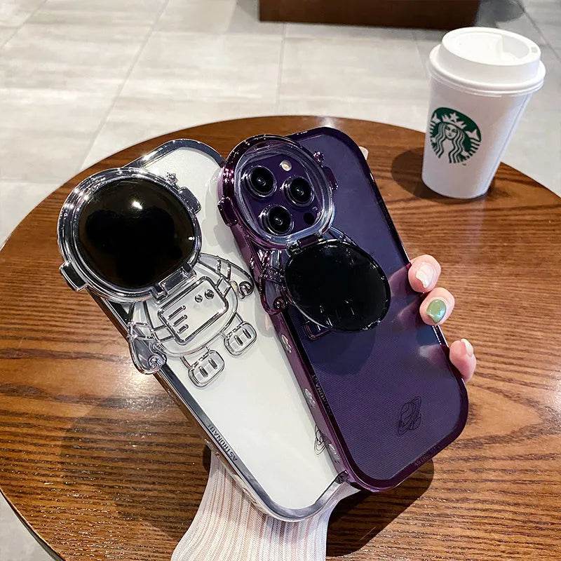 Glitter Astronaut Camera Stand Phone Case Invisible Lens Soft Cover - EX-STOCK Canada