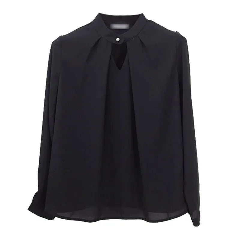 White Chiffon Blouse top Long Sleeves Office Blouses For Women - EX-STOCK CANADA