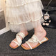 2025 Summer New French Style Low Heel Slippers For Women, Fairy Style Outdoor Fashion Slides, Elegant Match-Dress Sandals In Black, Silver, Beige 