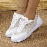 Versatile Lace-up Flat Shoes Casual Lightweight Thick-soled Running Sports Shoes Low-top Breathable Sneakers For Women - EX-STOCK Canada