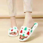 Christmas Tree Home Slippers Fashion Floor Bedroom Open-toe Plush Slippers For Women Fuzzy House Shoes - EX-STOCK CANADA