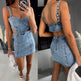 Women's Fashion Suspenders Backless Denim Dress - EX-STOCK Canada