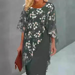 Printed  Floral Chiffon Fashion Straight Cut Modest  Dress - EX-STOCK CANADA