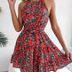 Casual Spring Summer Tie Belt Halter neck Swing Floral mini dress - EX-STOCK Canada