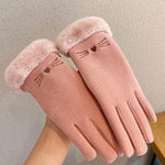 Fleece Lined Padded Warm Keeping Cute Suede Riding Gloves - EX-STOCK Canada
