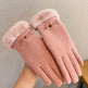 Fleece Lined Padded Warm Keeping Cute Suede Riding Gloves - EX-STOCK Canada