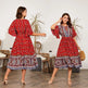 Modest Plus Size Summer dress V Neck Midi Beach boho Dress - EX-STOCK CANADA