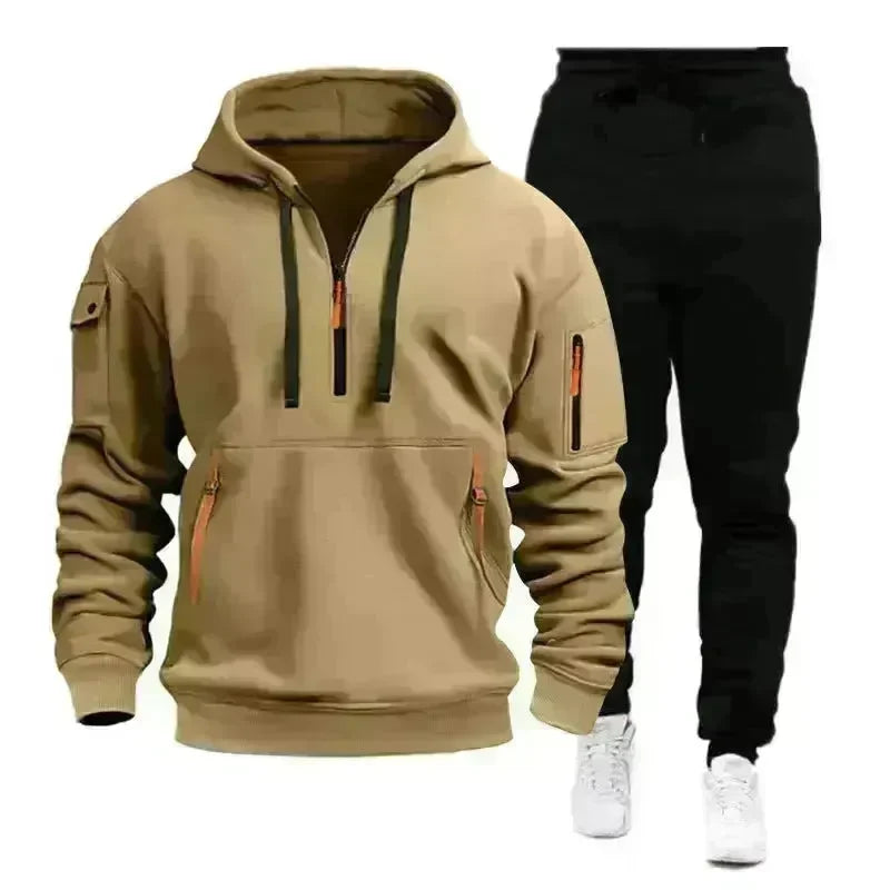 Men's pocket Half Zipper Hoodie Sweatshirt Pullover Sportswear - EX-STOCK CANADA
