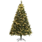 7 Foot Prelit Artificial Christmas Tree With Dual Colour LED Light, Hinged Xmas Tree For Home Office Holiday EX-STOCK Canada 