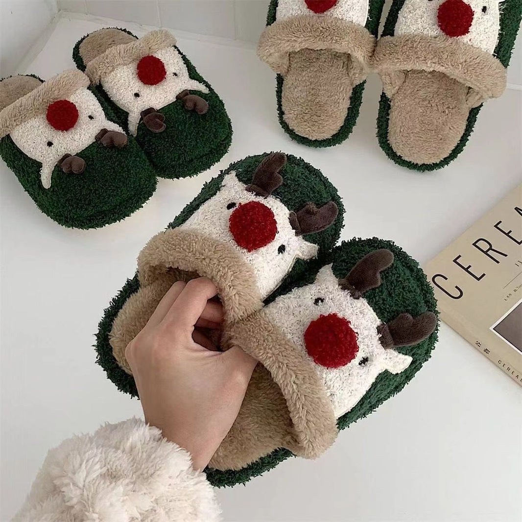 Fashion Non-slip Warm Christmas Elk Plush Shoes EX-STOCK Canada 