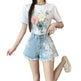 Exquisite Embroidered Flowers Denim Shorts For Women - EX-STOCK Canada