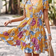 Women Casual floral summer dress Printed V-neck short sleeve Mini Dress - EX-STOCK Canada