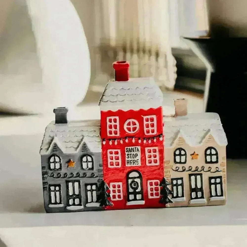 Christmas Small House Decorations Resin Winter Incense Cone Burner Decoration Landscape Decorative Gift - EX-STOCK CANADA