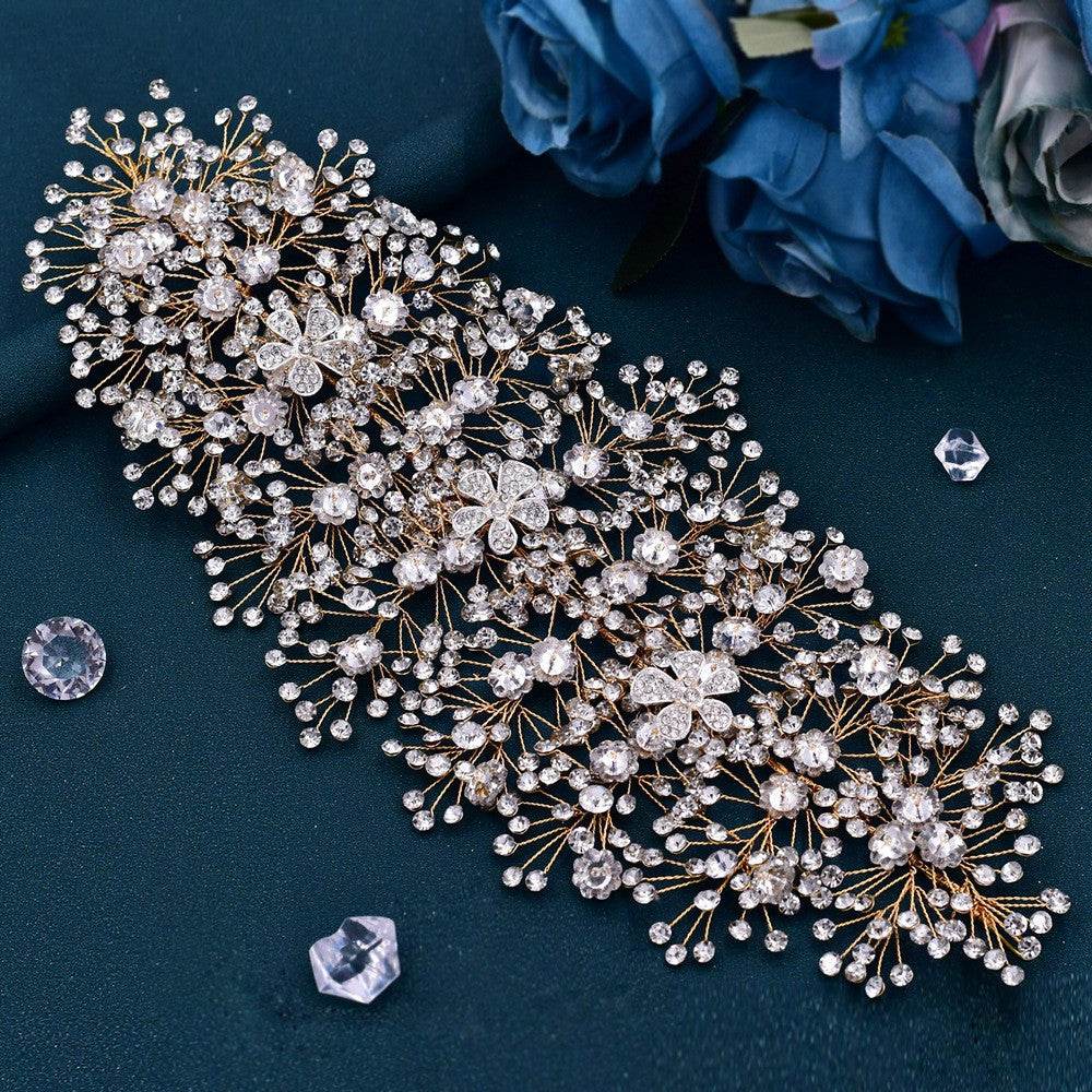 Luxury and Elegant Bridal Flower Rhinestone Headband Fashion Accessories set - EX-STOCK Canada
