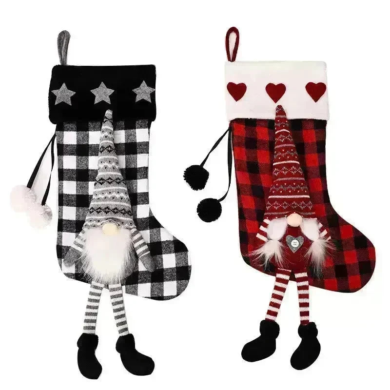 Red And Black Plaid Hanging Feet Stockings Christmas - EX-STOCK CANADA