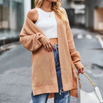 Solid color Loose Cashmere Long Cardigan sweater Jacket for women - EX-STOCK Canada
