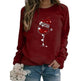Clothing Christmas Women's Sweater Christmas Hat Red Wine Glass Graphic Print Crew Neck Long-sleeved Sweater - EX-STOCK Canada