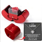 Fashion Jewelry Box Red Apple Christmas Gift Necklace Eternal Rose For Girl Mother's Day Valentine's Day Gifts With Artificial Flower Rose Flower Jewelry Box - EX-STOCK CANADA