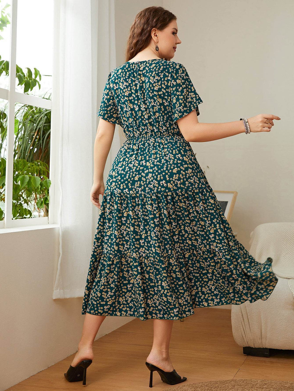 Summer Plus Size Women Floral Printed Midi Dresses - EX-STOCK Canada