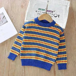 Children Rainbow Stripes Baby Round Neck Pullover Sweater Kids - EX-STOCK CANADA