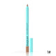Lip liner pencil with blue casing and brown tip on a white background