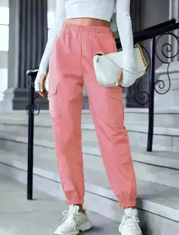 New Cargo Pants Fashion Casual Multi-pocket Elastic Waist Pencil Pants For Women - EX-STOCK CANADA