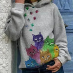 Hooded Long Sleeve Digital Printing Loose Casual Sweater For Women - EX-STOCK CANADA