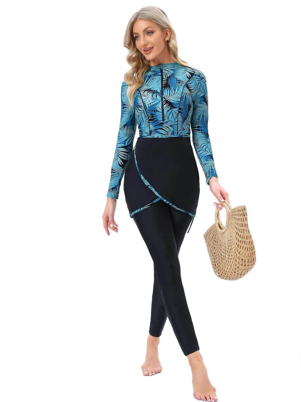 Long Sleeve Zipper ArabSwimsuit With Hat Chest Pad 3 Piece Conservative - EX-STOCK Canada