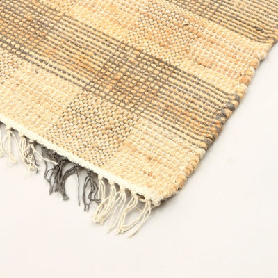 Artisan Hand Woven Jute  Cotton Grey Plaid Rug-5X7 Ft EX-STOCK