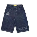 Full Embroidery Dark Blue Denim Shorts Men Jeans - EX-STOCK CANADA
