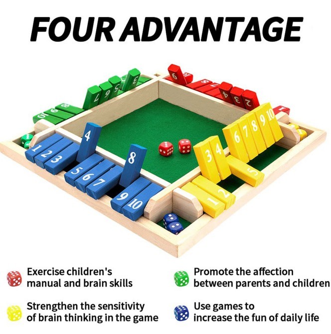 Dice Game,2-4 Player Family Wooden Board Table Math Games For Adults And Kids, 8 Dices Classics Tabletop Version Games For Classroom,Home,Party Or Pub EX-STOCK