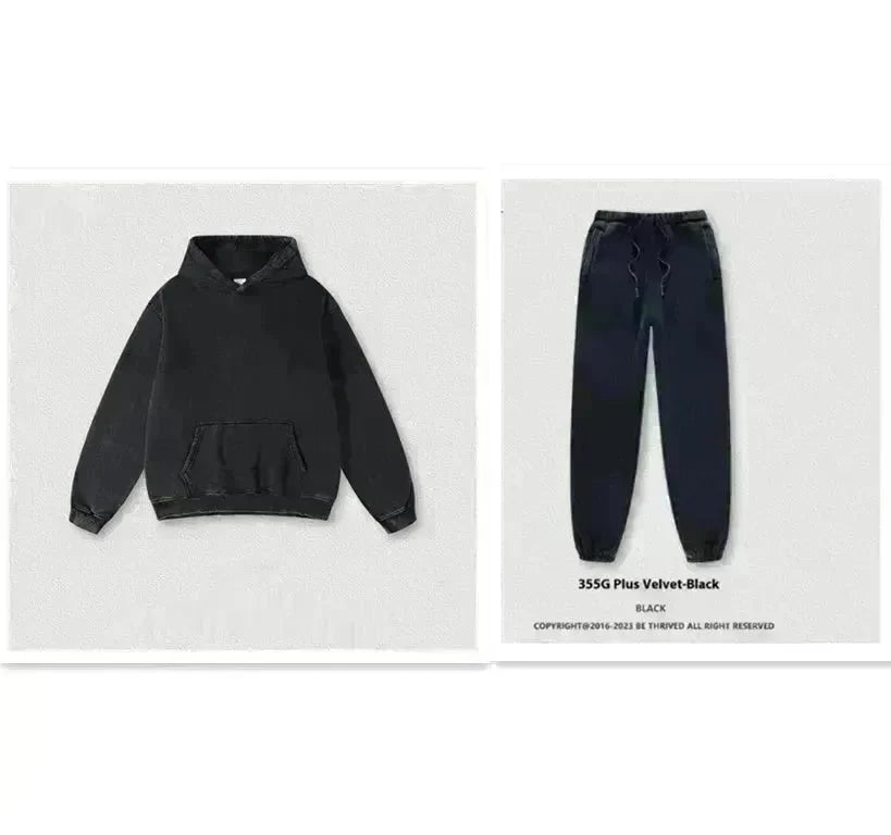 Men's Fashion Retro Velvet Hoodie Sweatshirt Pullover top - EX-STOCK CANADA