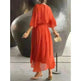 Batwing Sleeve V-neck Dress Summer Pure Color Tied Irregular Wrap Midi Dresses for Women - EX-STOCK CANADA