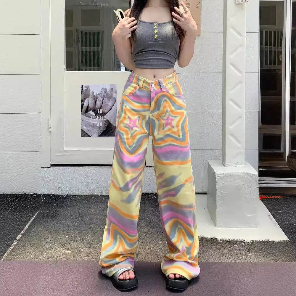 Real Shot American Retro High Street Graffiti XINGX Rendering Baggy Jeans Pant For Women - EX-STOCK Canada