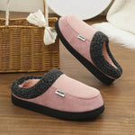Fashion Solid Striped Cotton Slippers Winter Warm Indoor Bedroom Floor Slipper For Couples Non-slip Thick Sole House Shoes - EX-STOCK Canada