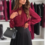 Elegant Fashion Button Long Sleeve business Office Formal Work Shirt For Women - EX-STOCK CANADA