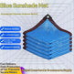 Blue Outdoor Shade Net with Grommets, 2 m × 2 m to 6 m × 8 m