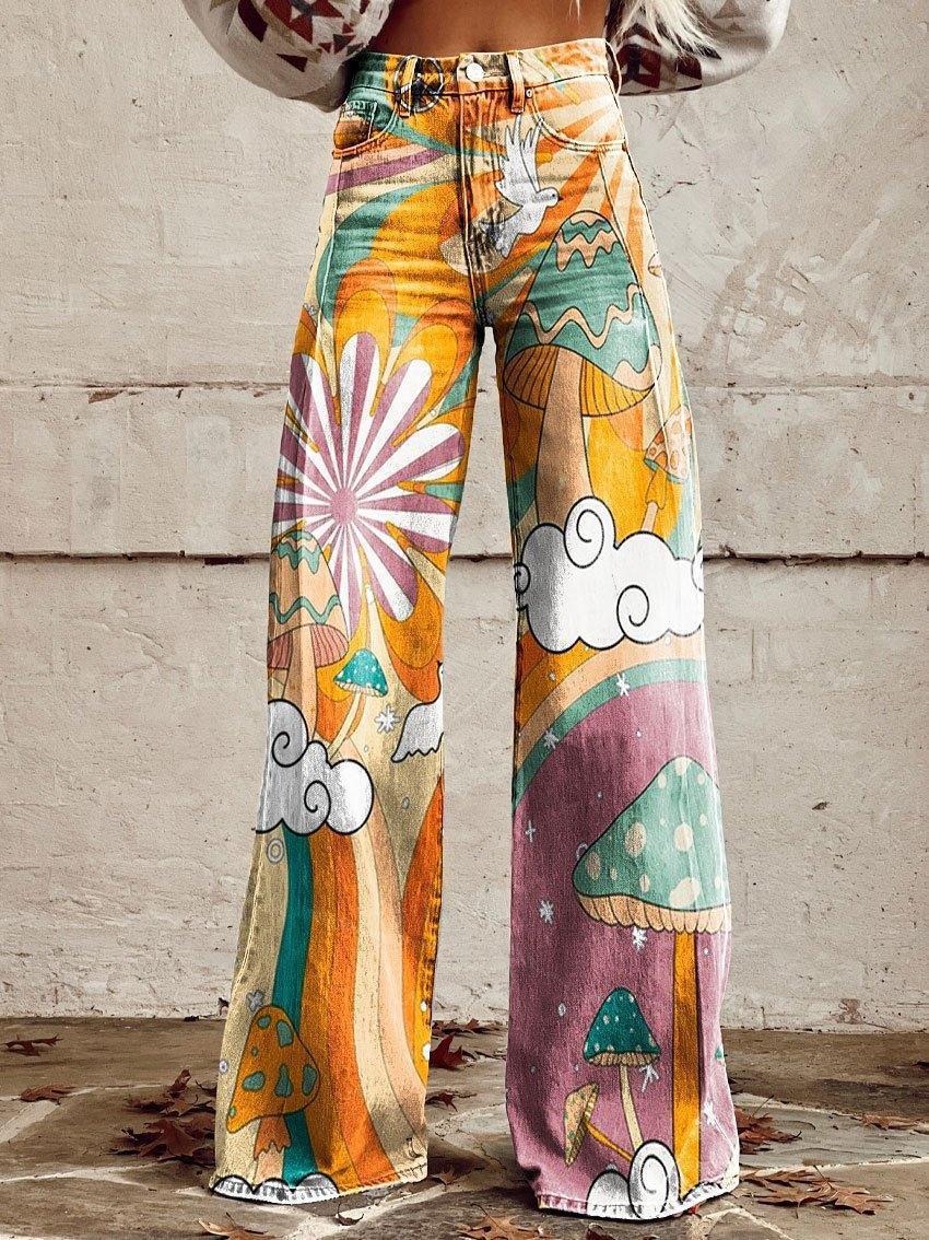 Horn Simulation Denim Trousers Loose Pants For Women 