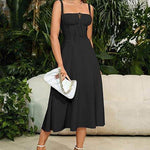 Spring Summer Sleeveless Floral Bohemian Corset flow Slit Midi Dress - EX-STOCK Canada