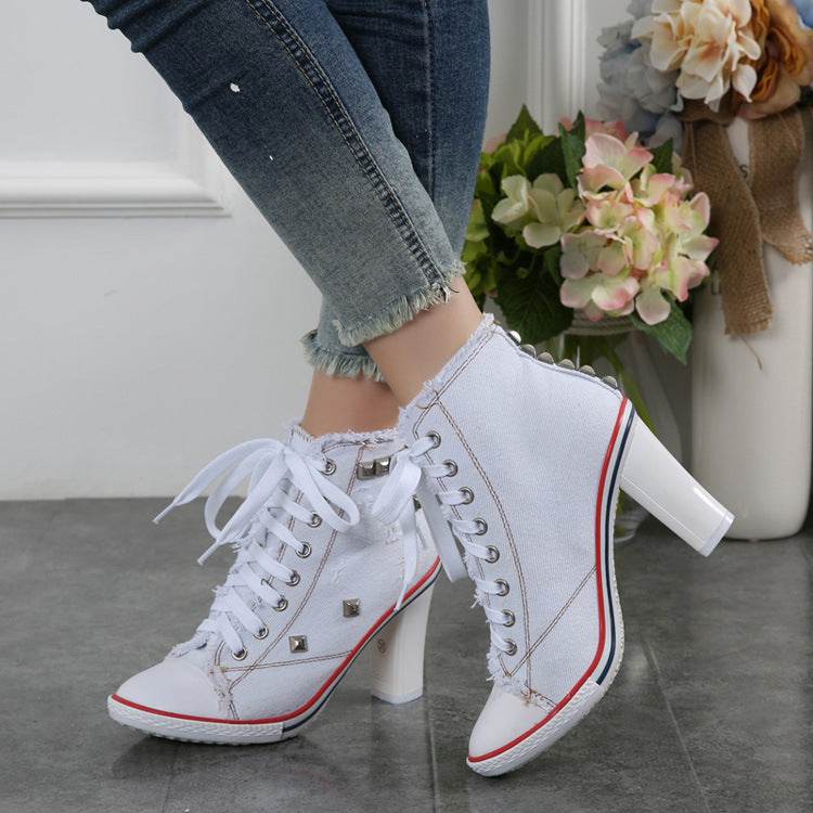 Denim Casual Shoes Canvas Fashion Heel Boot - EX-STOCK Canada