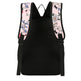 Black backpack with floral straps on a white background