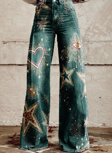 European And American Plus Size Women's Denim Casual Pants 