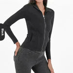 Fashion Slim fit Zipper High neck Denim Jacket for women - EX-STOCK CANADA