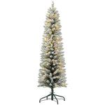 6ft Artificial Prelit Christmas Tree With Warm White LED Light, Snow Flocked Branches, Metal Base, Pencil Xmas Tree EX-STOCK Canada 