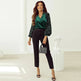 Elegant Fashion Sequined Long sleeve Suede V-neck Blouse top  women - EX-STOCK CANADA