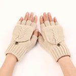 Wool Fingerless Gloves Women's Warm Fashionable Knitted Half Finger Oversleeves - EX-STOCK Canada