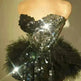Strapless Tassle  Corset dress Women's Tube Top Rhinestone Chain Skirt Outfit for Evening party Cocktail event - EX-STOCK CANADA