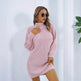 Elegant Autumn Winter Mini Turtleneck Sweater Dress - EX-STOCK Canada
