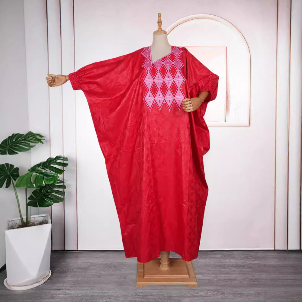 Embroidered Robe Solid Color Arabic Dubai Muslim Women Dress - EX-STOCK Canada